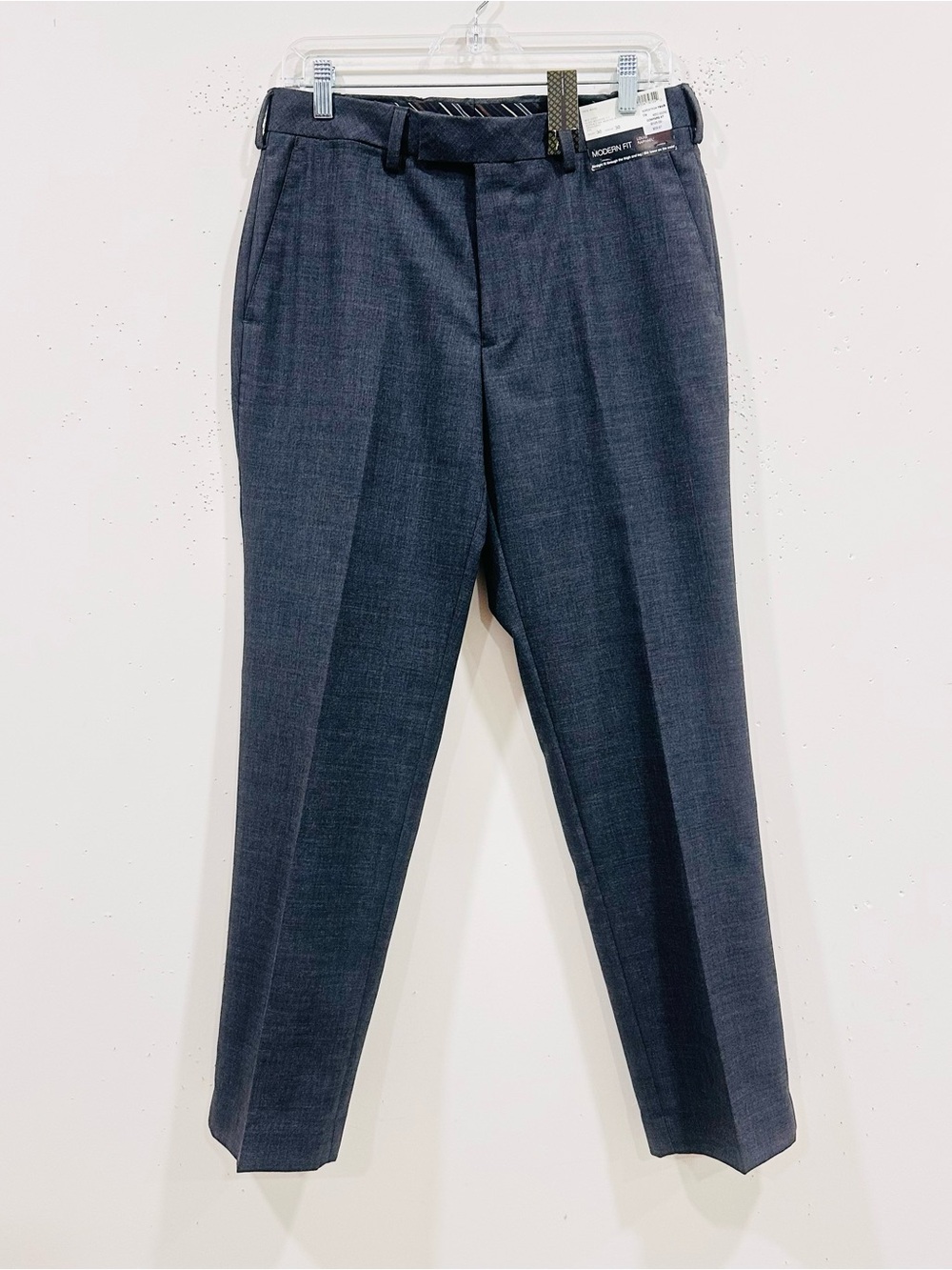 Louis Raphael Luxe Mens Pants Modern Fit Gray Blue Merino Wool Slacks 30x30 NWT